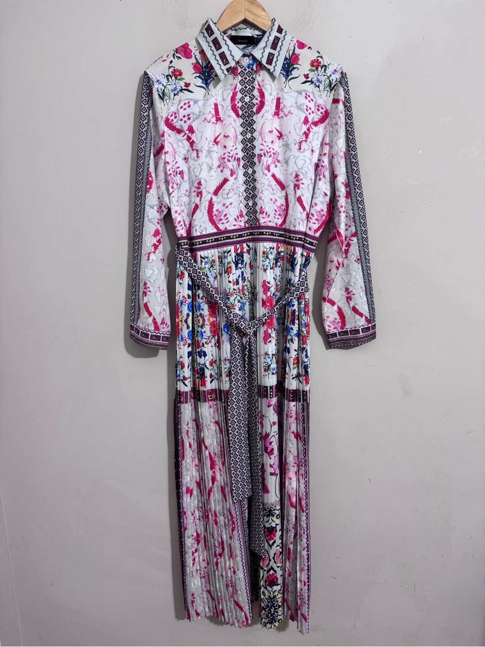 N by Nancy Vibrant Mixed Floral Print Long Sleeve Maxi Shirt Dress size 2X Event